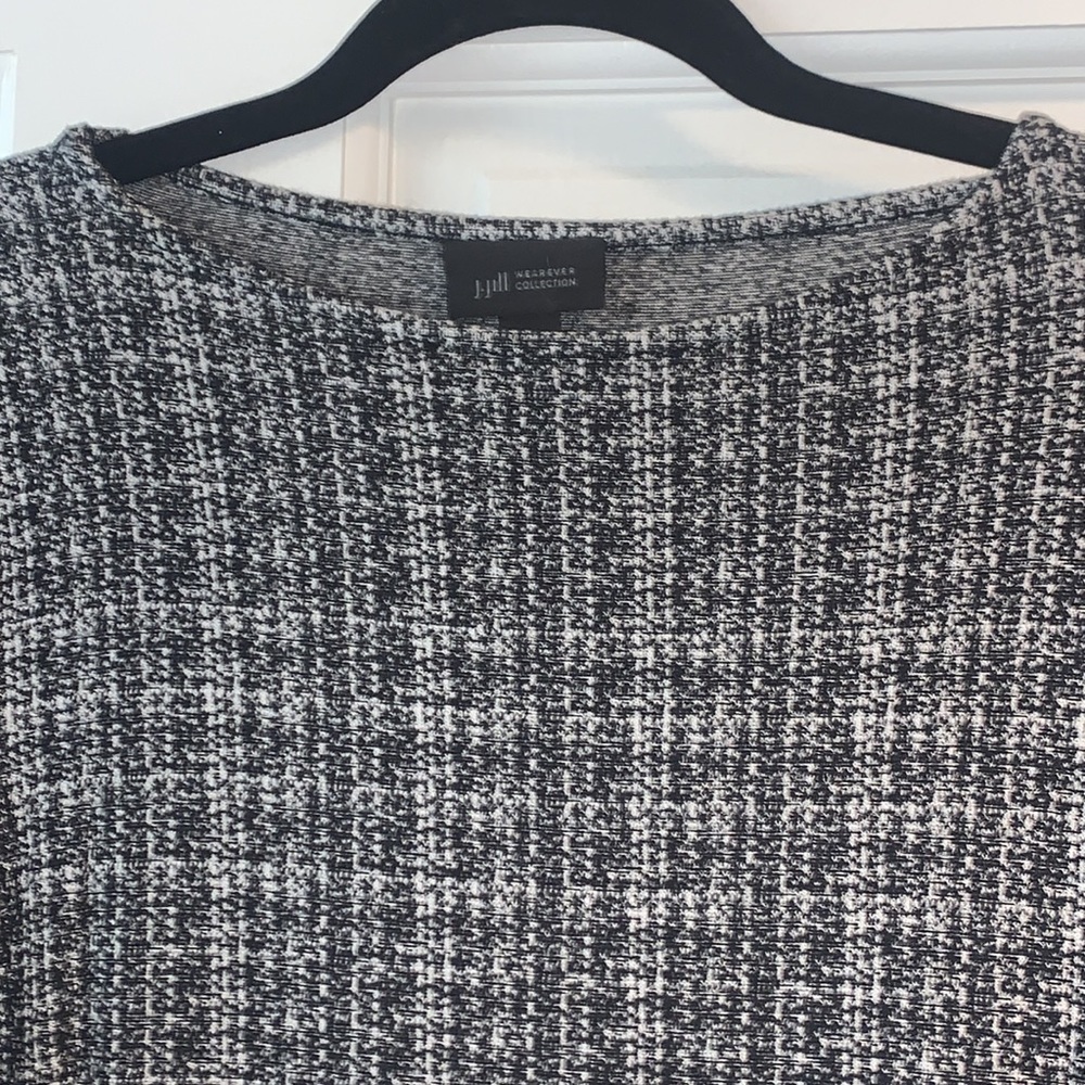 J. Jill Wherever Black/Cream Tweed Pattern Lightweight Rayon Dress Size … - Picture 3 of 11